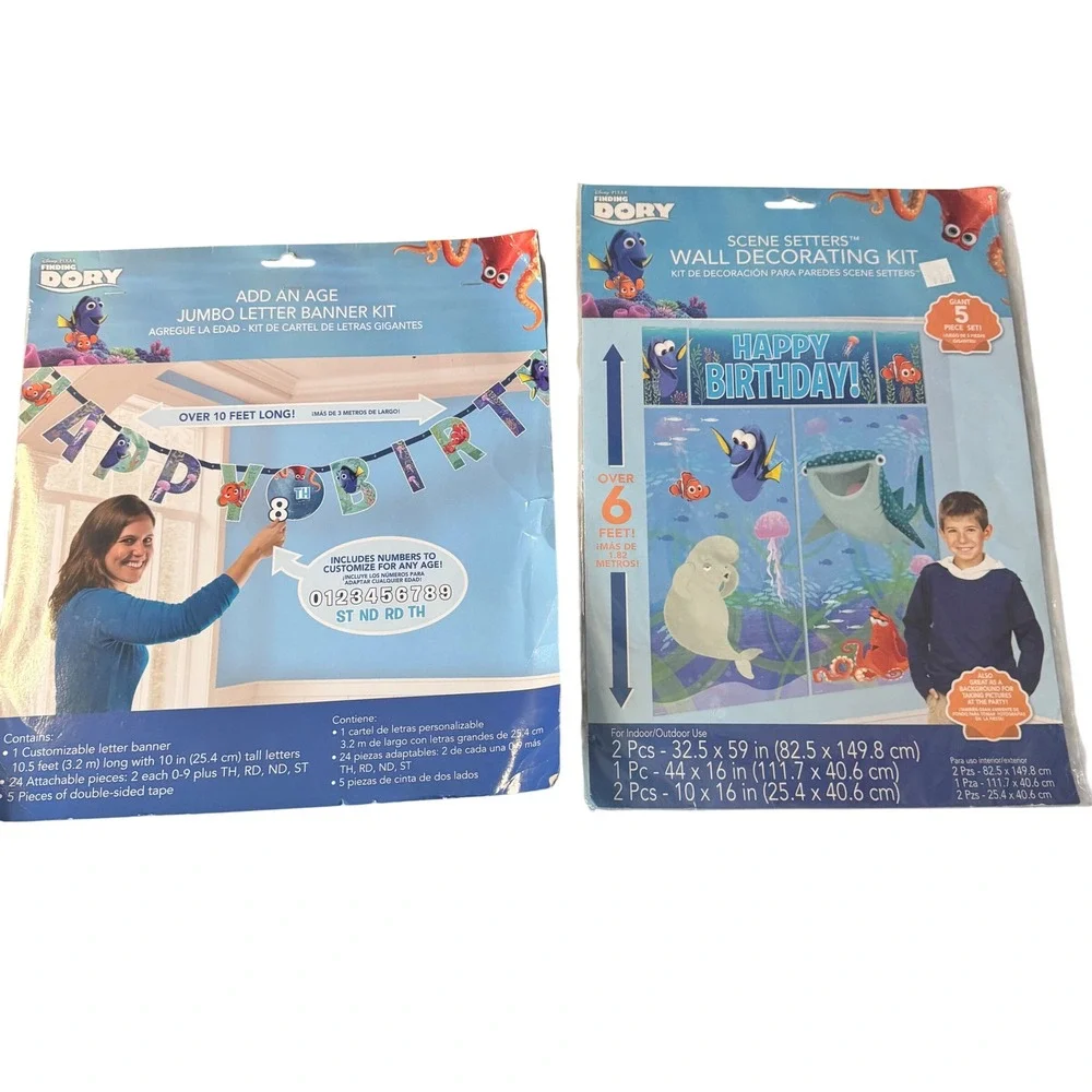 Disney Finding Dory Birthday Party Decoration Kit Banner & Scene Setter Blue NEW